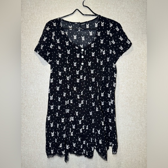 torrid Tops - Torrid Black And White Bunny Head Polka Dot Tunic Top Retro Style Size 2/2X